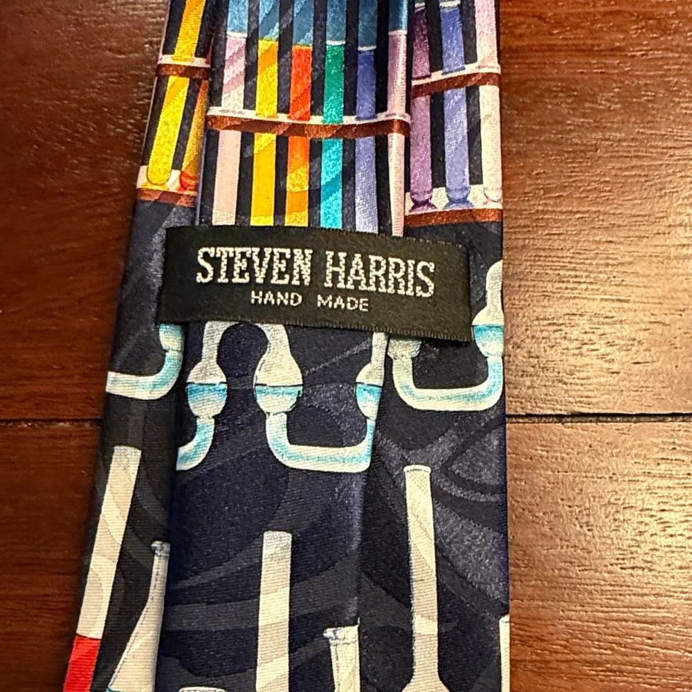 Steven Harris Hand Made Colorful Science Themed Tie